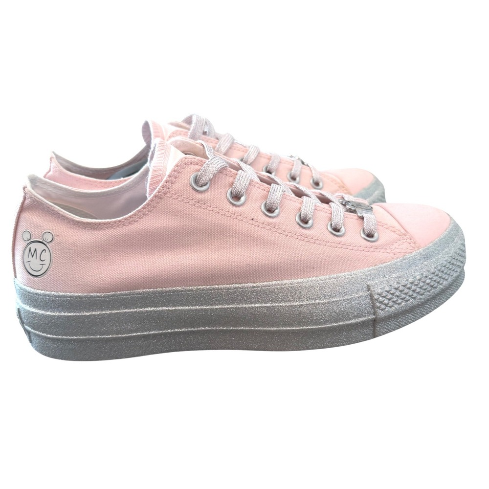 Miley Cyrus Converse Chuck Taylor All Star Lift Ox Pink Silver Glitter 562237C 9